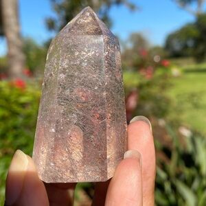 Quartz tower included with silver rutile